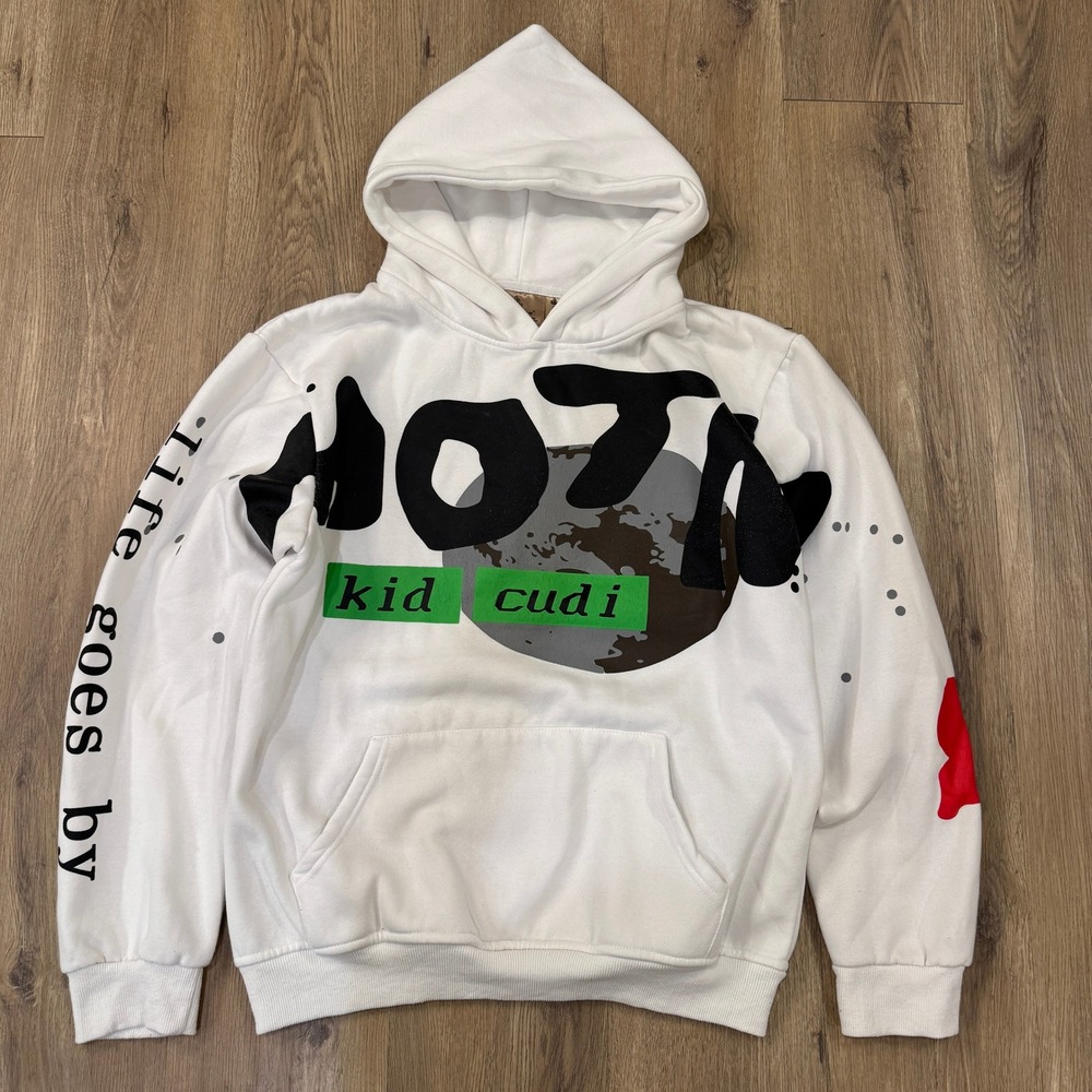 Kid Cudi Man on the Moon III MOTM 3 Hoodie White Four Cactus Men's Large EUC